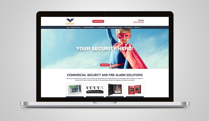 American Security Devices website mockup